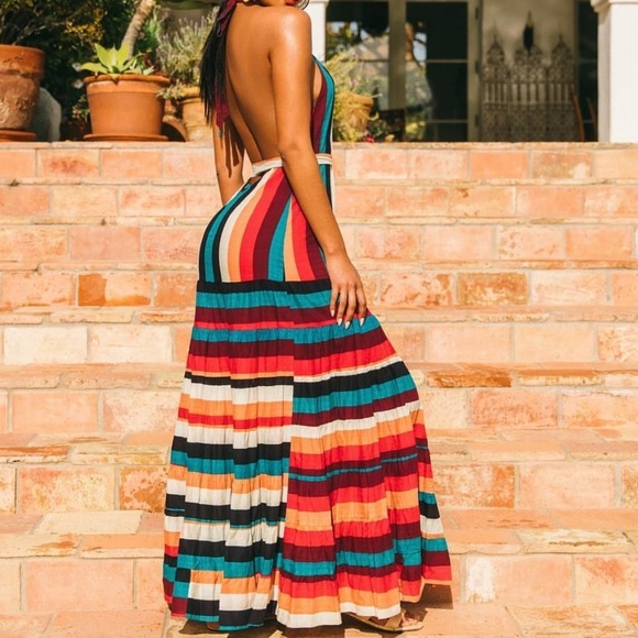 Colorful Striped Maxi Dress - Picture 2 of 3